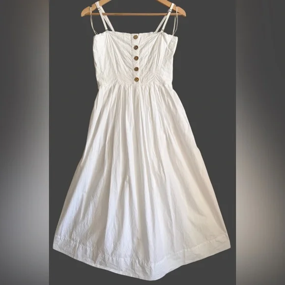 FREE PEOPLE 100% Cotton Feminine Versatile Lilah Pleated Tube Midi Dress Sz M - Picture 6 of 11